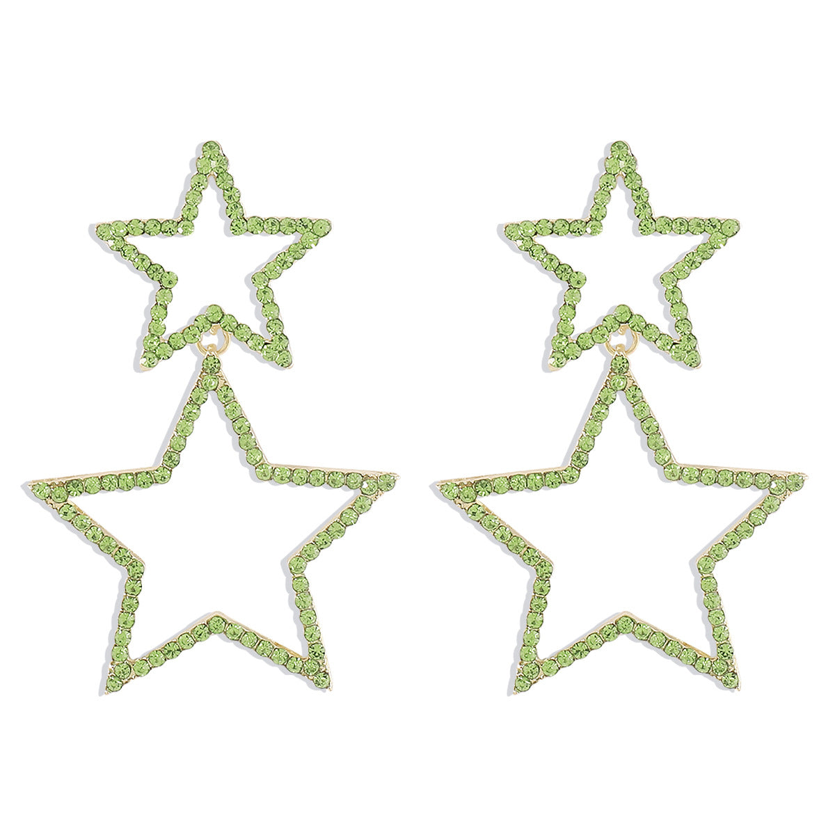 Rhinestone Earrings Five-pointed Star Double-layer Personality Fashion - Carvan Mart