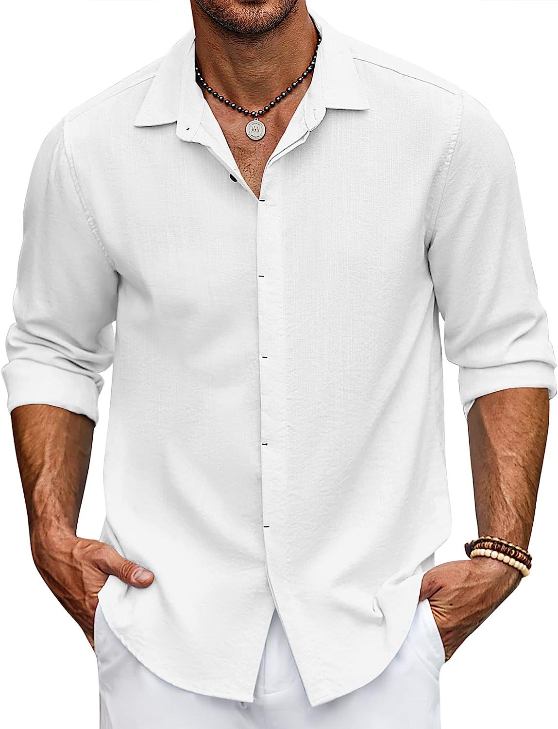 Men's Shirt Patchwork Long Sleeve Lapel - Carvan Mart