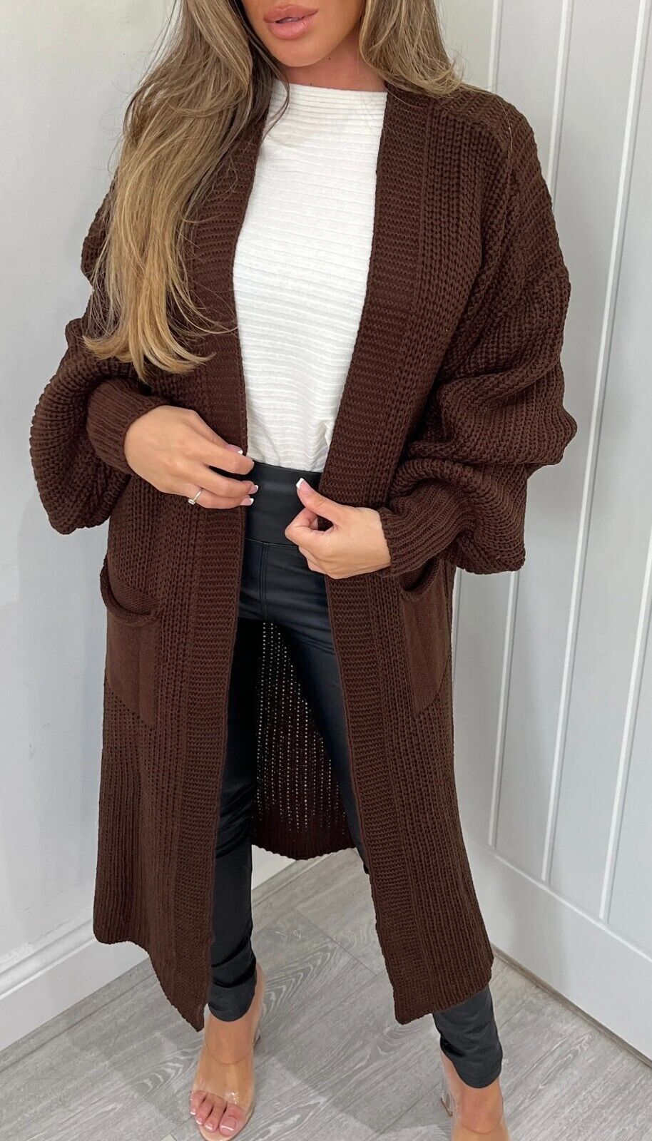 Knitwear Pocket Cardigan Mid-length Sweater Women's Coat - Carvan Mart