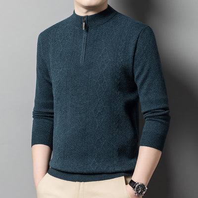 Thick Sweater Men's Half Turtleneck Zipper - Carvan Mart