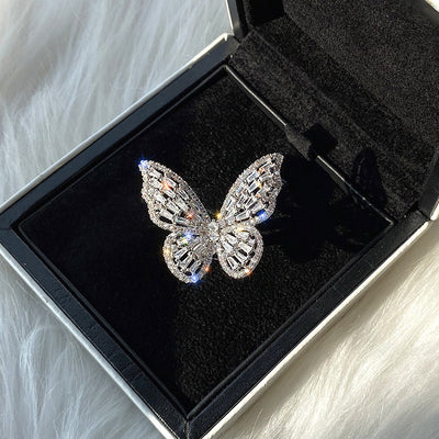 Women's Fashion Dignified Hollow Butterfly Shape Gift For Her Ring - Silver Adjustable Opening - Women's Rings - Carvan Mart