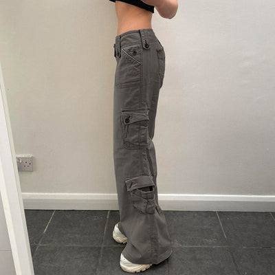 Women's Cargo Pants - High-Waisted Baggy Trousers with Utility Pockets - - Pants & Capris - Carvan Mart