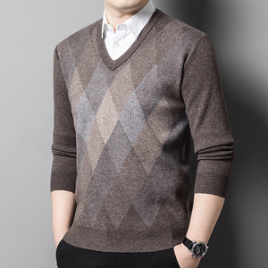 Men's V-neck Sweater Thickened Bottoming Shirt - 810 Camel - Men's Sweaters - Carvan Mart