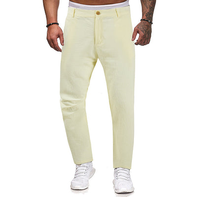 Men's Sports Loose Straight Trousers - Comfortable Cotton Pants for Active Lifestyles - Beige - Men's Pants - Carvan Mart