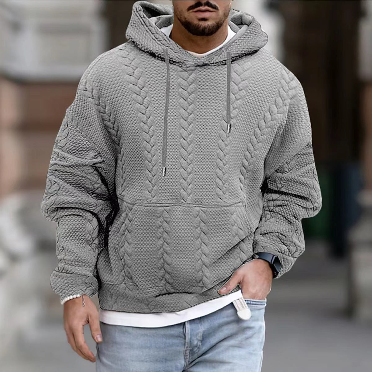 Men's Plus Size Casual Pullover Sweater - Stylish and Comfortable Knitwear - Gray - Men's Sweaters - Carvan Mart