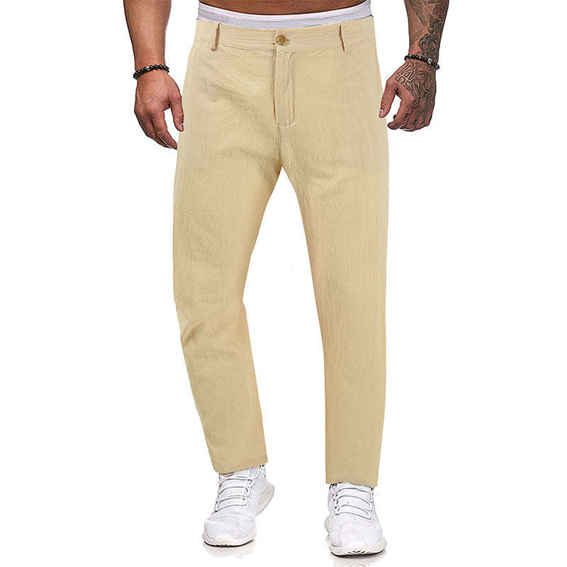 Men's Sports Loose Straight Trousers - Comfortable Cotton Pants for Active Lifestyles - Khaki - Men's Pants - Carvan Mart