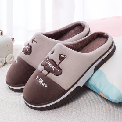 Thermal Cotton Slippers Home Indoor Couple Thickening - Brown - Women's Slippers - Carvan Mart