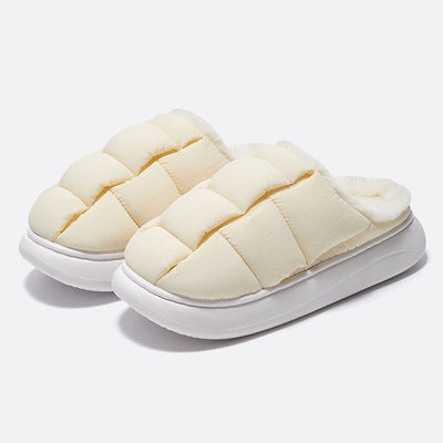 Women's Winter Square Bread Cotton Slippers - White - Women's Slippers - Carvan Mart