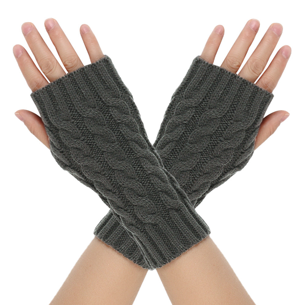Warm Wool Gloves Winter Men's Open Finger - Dark Gray Average Size - Women Gloves & Mittens - Carvan Mart
