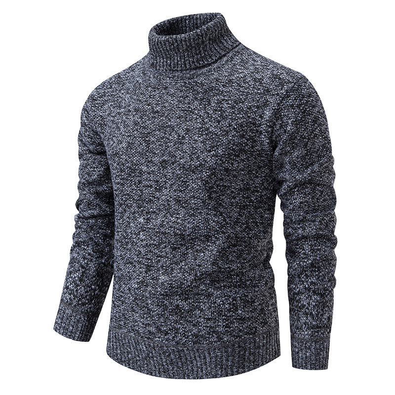 Men's Turtleneck Sweater - Warm Knit Pullover for Winter Fashion - Dark Gray - Men's Sweaters - Carvan Mart