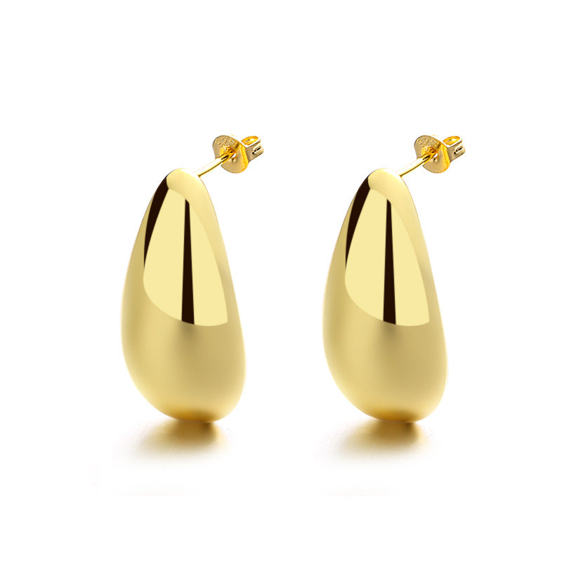 Fashion Jewelry Water Drop Glossy 16k Real Gold Plating Simple And Elegant Earrings - - Earrings - Carvan Mart