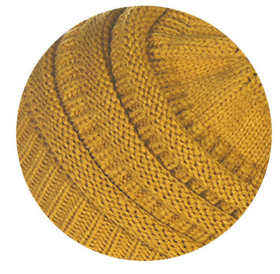 Warm Hat Thickening Not Fleece-lined Knitting Plus Fur Ball - Turmeric Average Size - Women's Hats & Caps - Carvan Mart