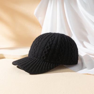 Women's Knitted Wool Keep Warm Solid Color Light Plate Peaked Cap - Carvan Mart