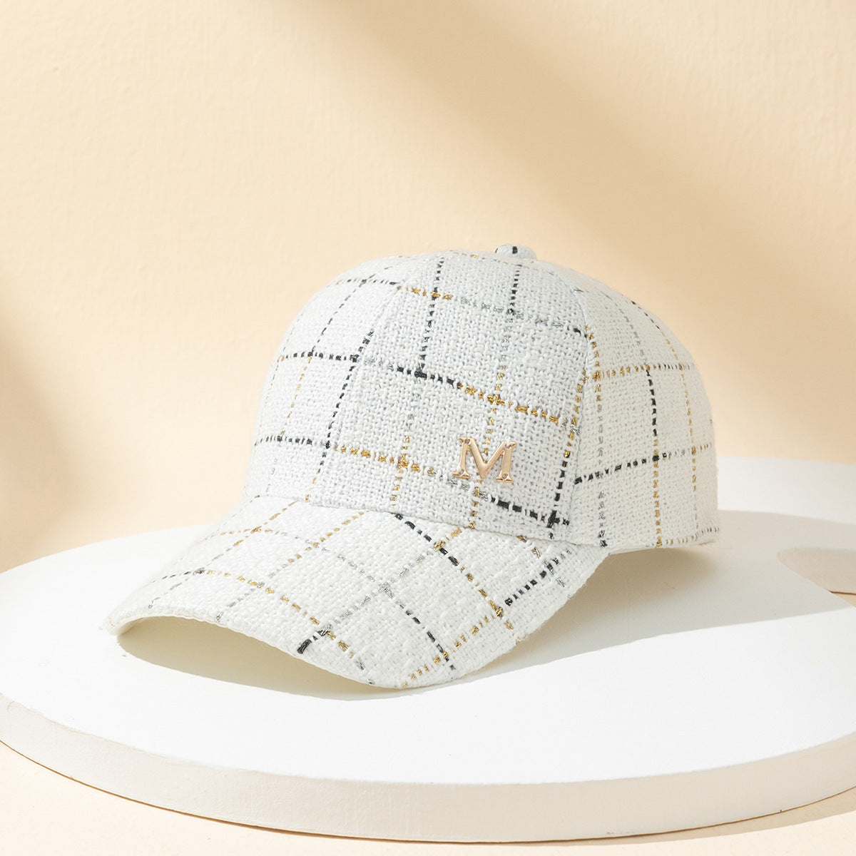 Women's Personalized Fashion Fil-Lumiere-line Plaid M Baseball Cap - White M Size 56 To 58cm - Women's Hats & Caps - Carvan Mart