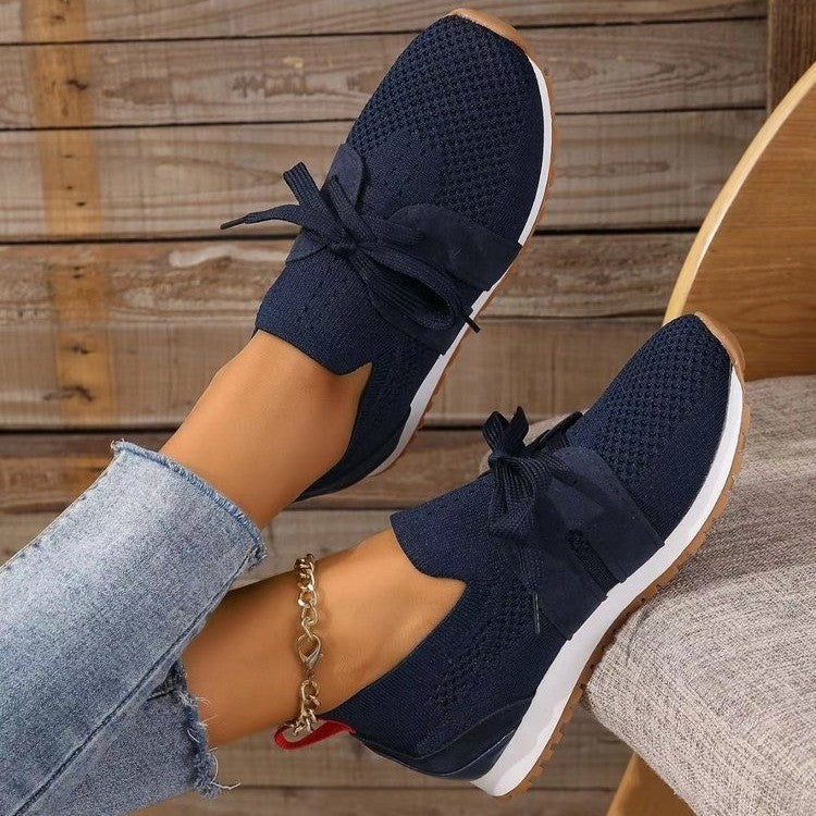 Women's Comfortable Fly Woven Mesh Lace-up Casual Shoes - Carvan Mart