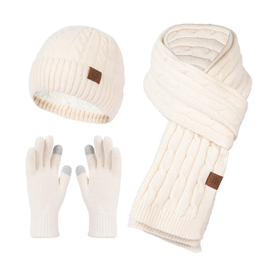 Knitting Hat Scarf And Gloves Three-piece Set - Beige - Men's Hats & Caps - Carvan Mart