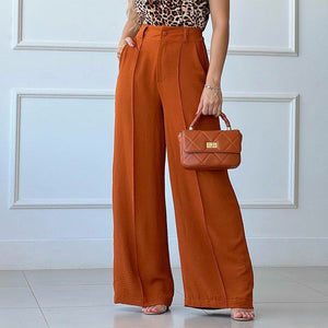 Elegant Wide-Leg Office Slacks - Pleated Tailored Fit - Carvan Mart