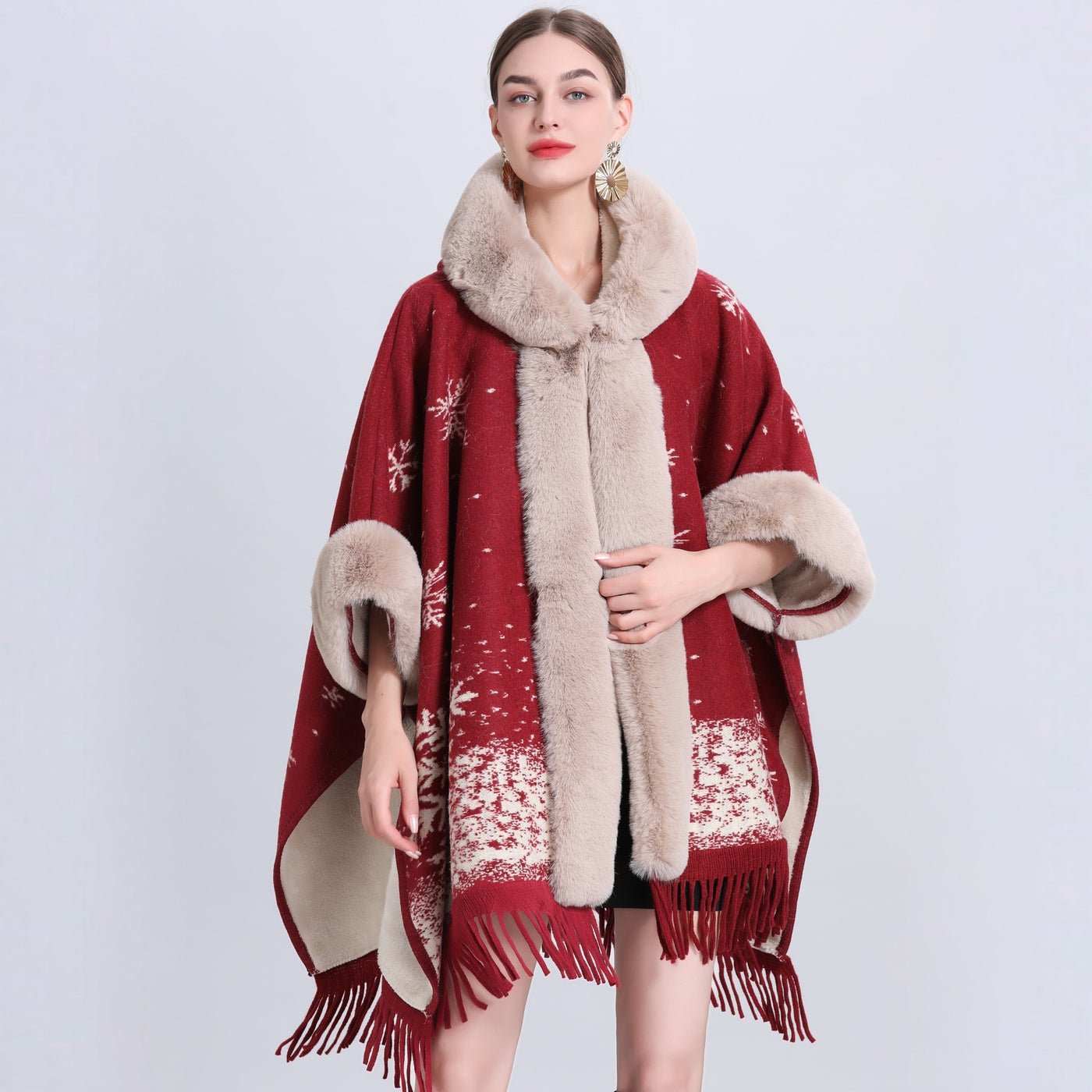 Women's Plaid Cashmere Fur Collar Cardigan Coat - Carvan Mart