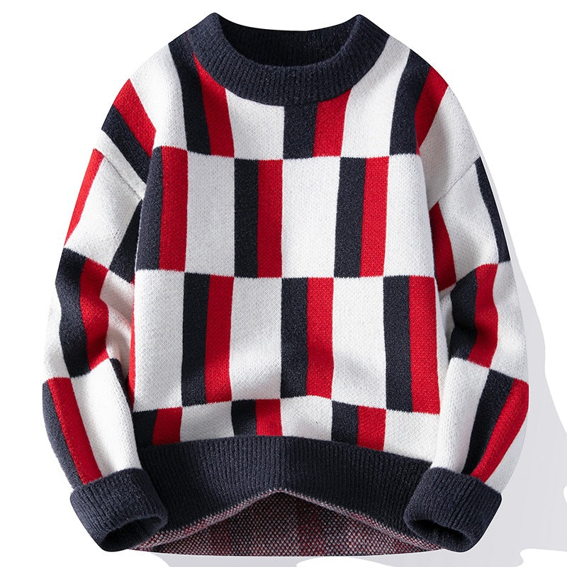 Men's Round Neck Multicolor Sweater Simple Knitwear - Carvan Mart