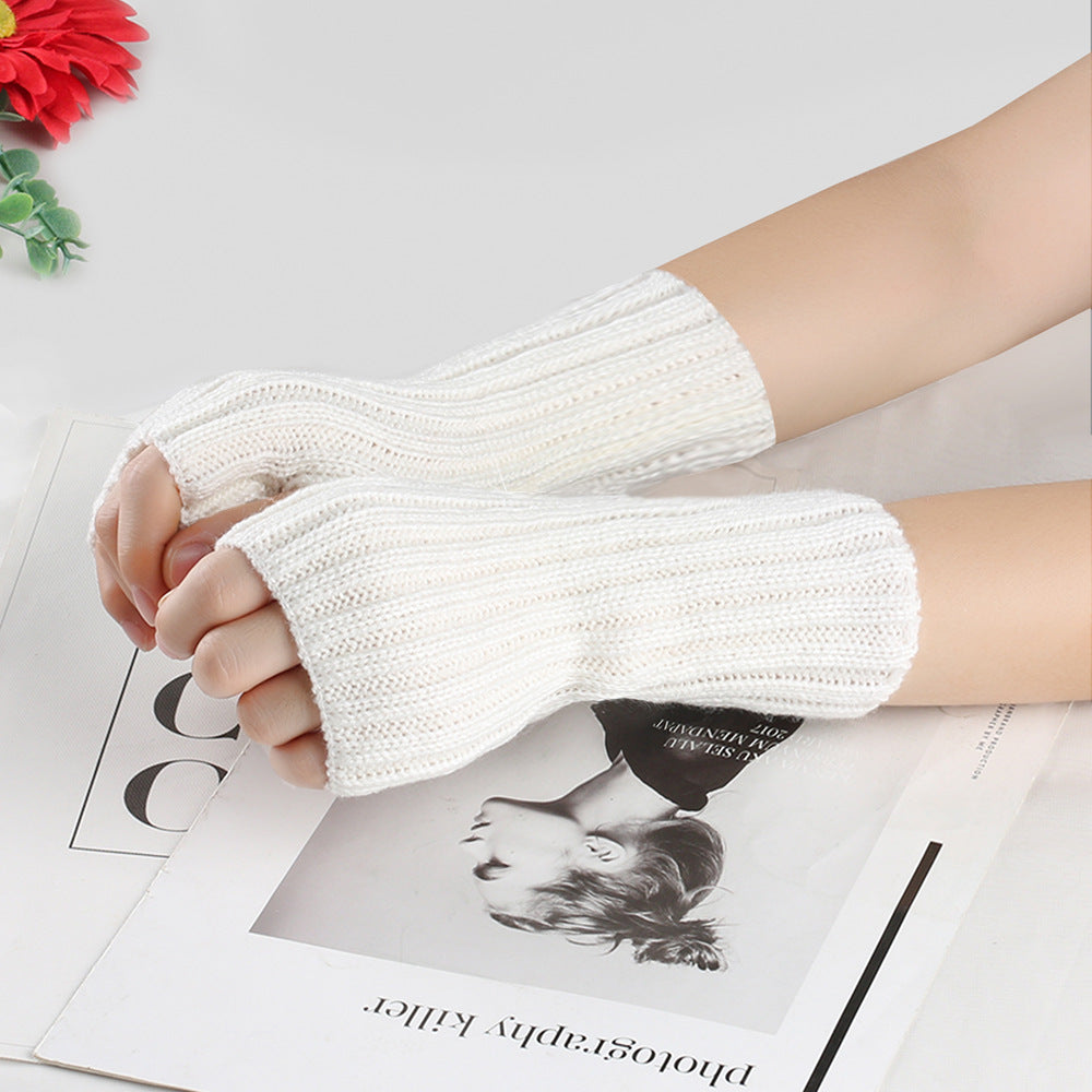 Knitting Wool Gloves Straight Arm Knitted Warm - Carvan Mart