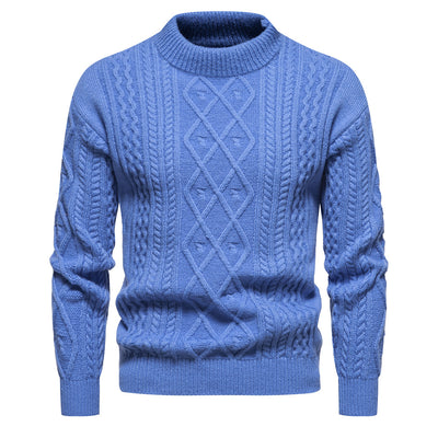 Men's Solid Color Round Neck Sweater Bottoming Shirt - Carvan Mart