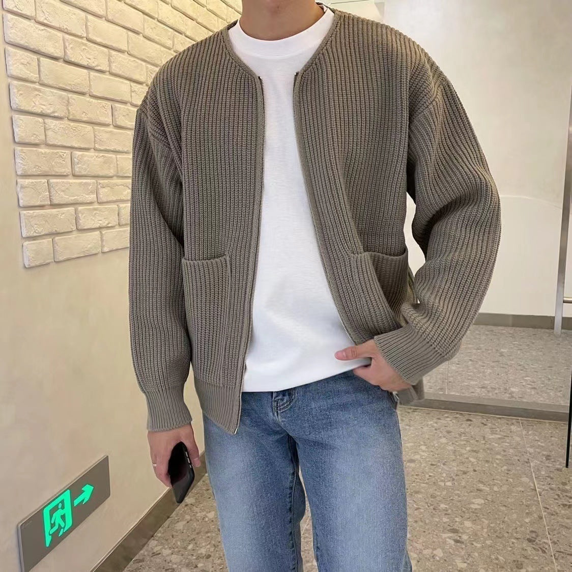 Fashion Ins Trendy Knitted Cardigan Men's Sweater - Carvan Mart