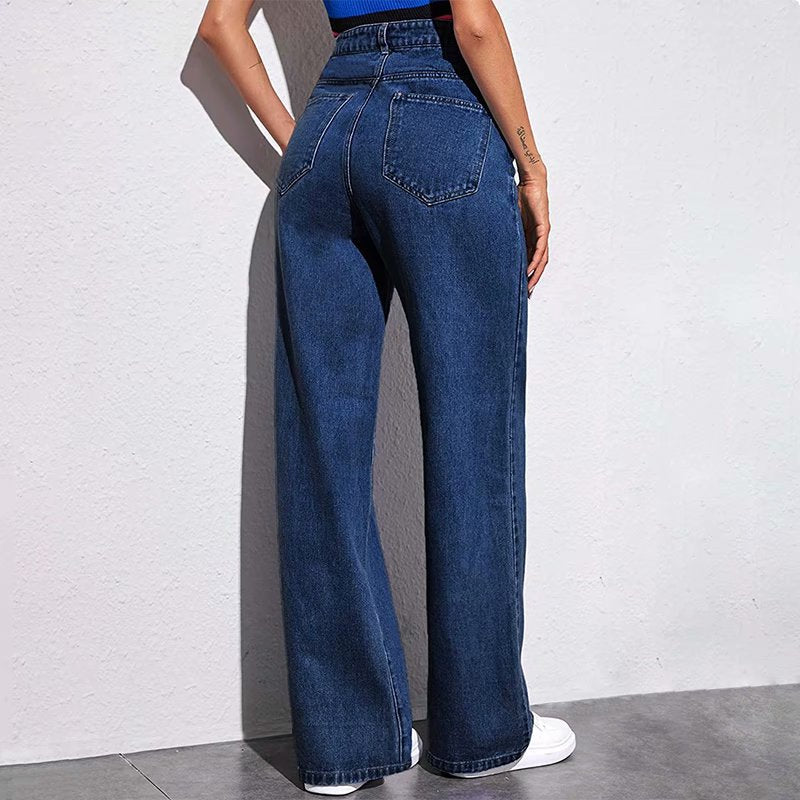 High Waist Wide Leg Jeans for Women - Summer Casual Cotton Pants - - Women's Jeans - Carvan Mart