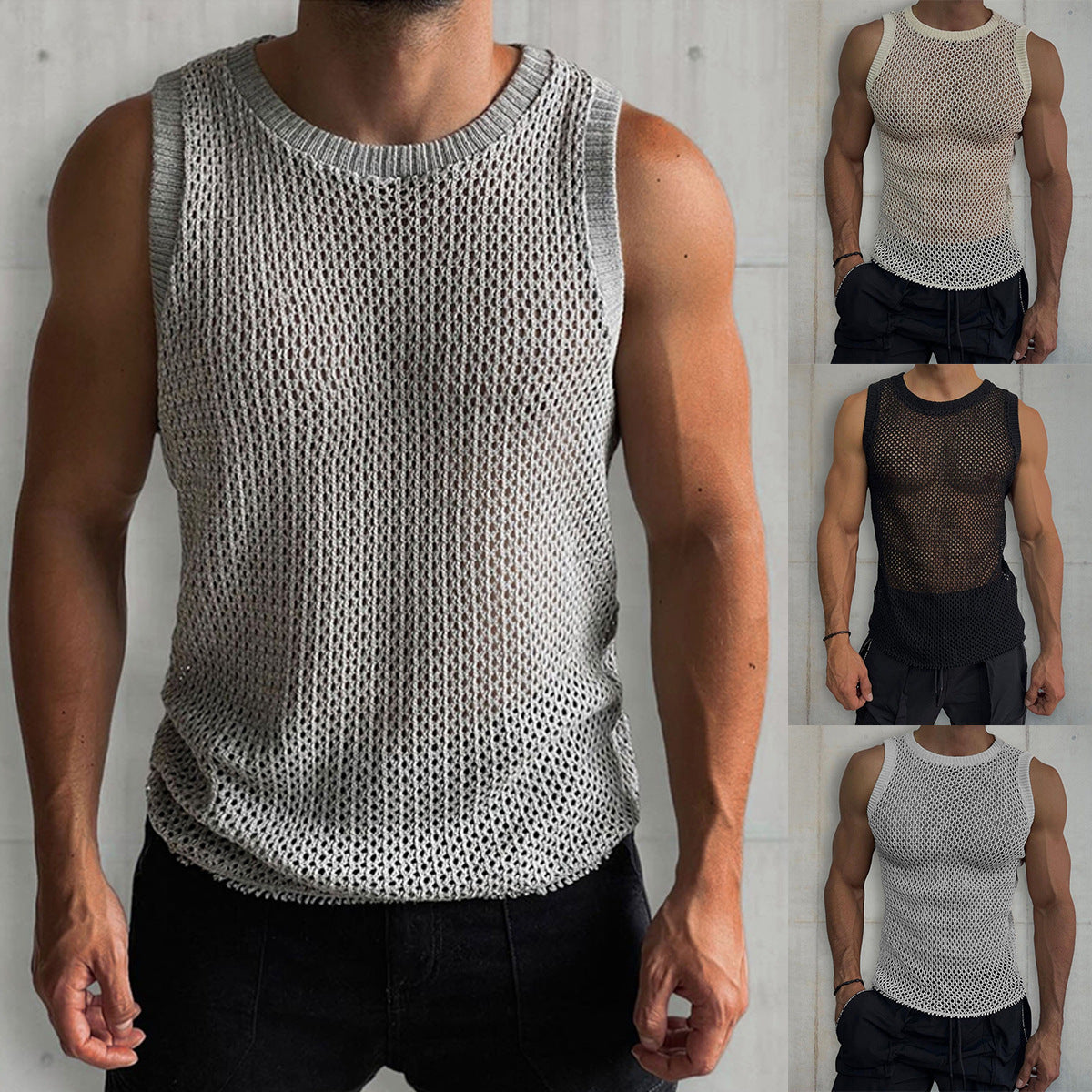 Stylish Men's Sleeveless Mesh Tank Top - Breathable Summer Gym Shirt - - Men's Shirts - Carvan Mart