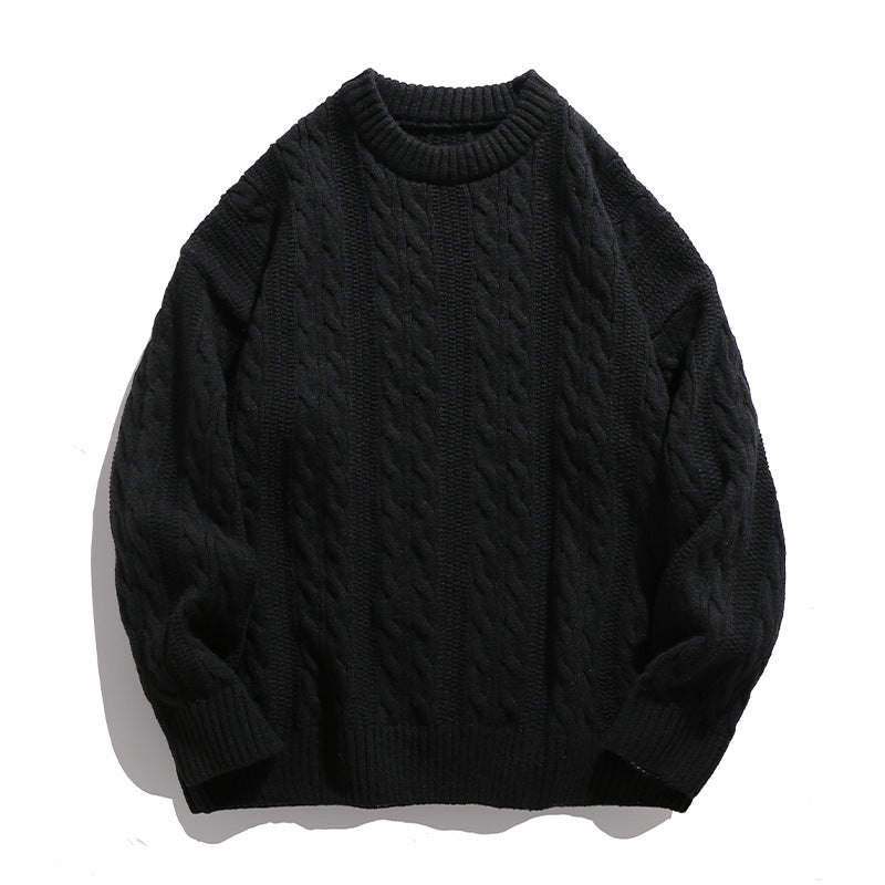 Men's Round Neck Loose Twisted Sweater Couple - Carvan Mart