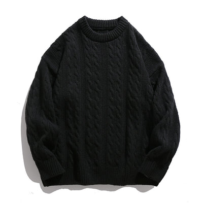 Men's Round Neck Loose Twisted Sweater Couple - Carvan Mart