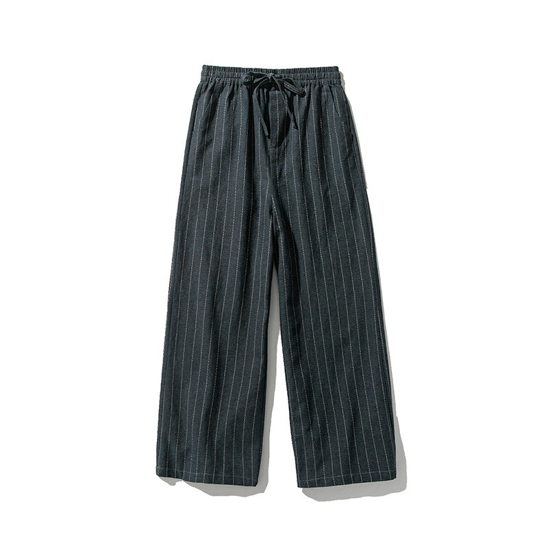 Linen Striped Harem Pants - Stylish High-Waist Wide-leg Trousers for Men - Carvan Mart