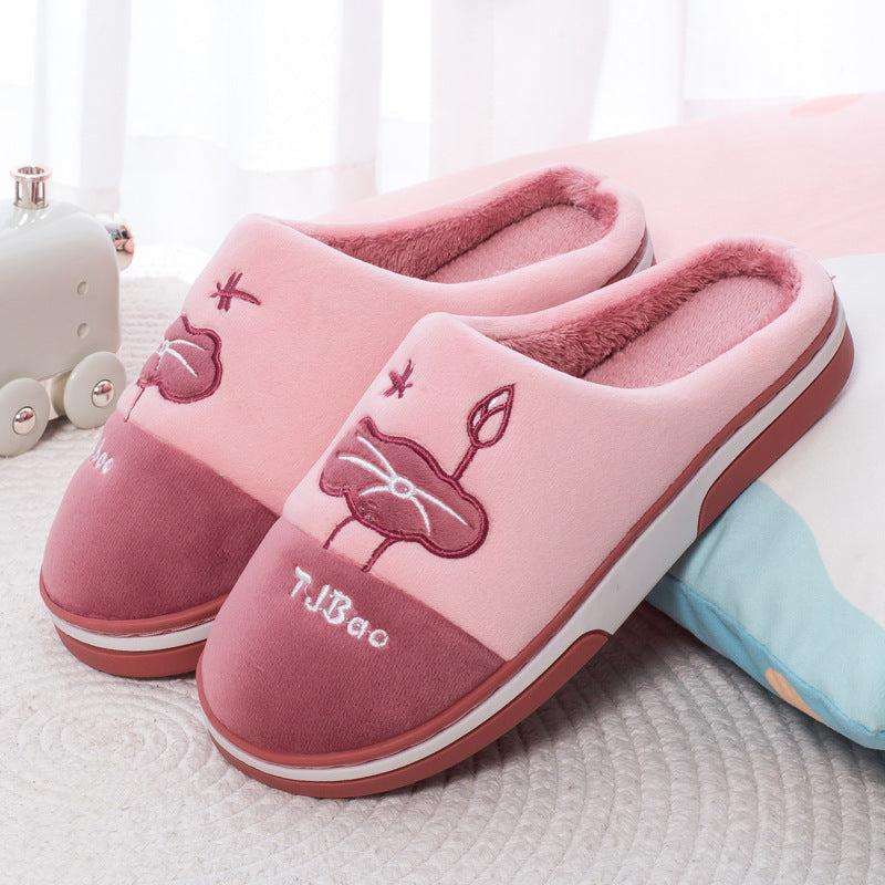 Thermal Cotton Slippers Home Indoor Couple Thickening - Middle Pink - Women's Slippers - Carvan Mart