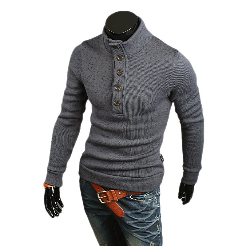 Men's Fashion Trendy Turtleneck Buttons Sweater - - Men's Sweaters - Carvan Mart