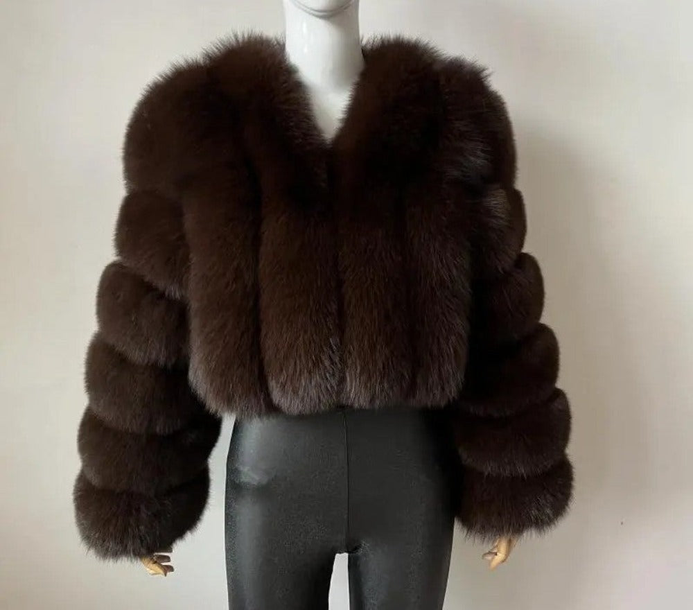 New Women's Coat Short Stitching Long Sleeve Fur Jacket - Carvan Mart