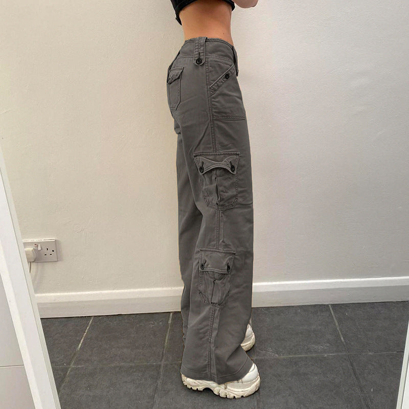 Women's Cargo Pants - High-Waisted Baggy Trousers with Utility Pockets - Carvan Mart