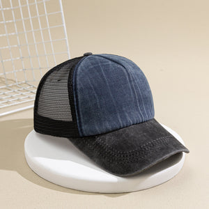 Contrast Color Mesh Breathable Distressed Outdoor Leisure Sun Shade Sun Protection Baseball Cap - Carvan Mart