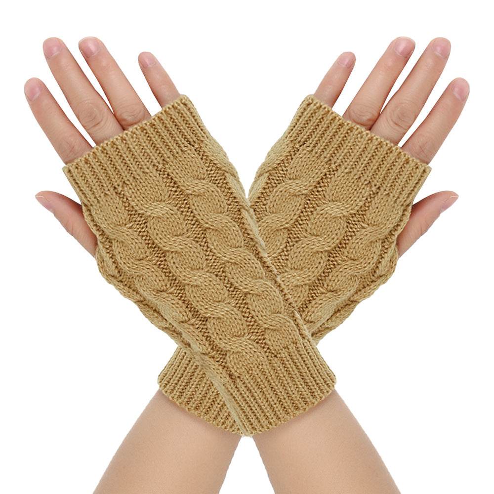 Warm Wool Gloves Winter Men's Open Finger - Camel Average Size - Women Gloves & Mittens - Carvan Mart