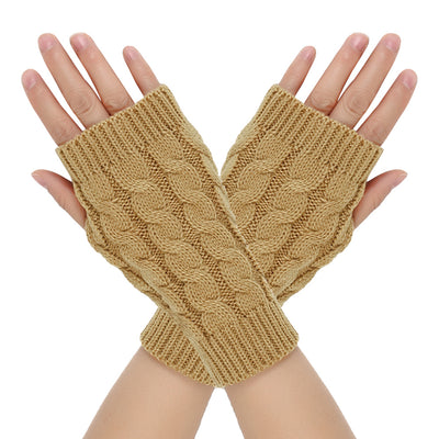 Warm Wool Gloves Winter Men's Open Finger - Camel Average Size - Women Gloves & Mittens - Carvan Mart