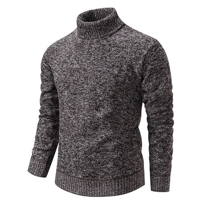 Men's Turtleneck Sweater - Warm Knit Pullover for Winter Fashion - Brown - Men's Sweaters - Carvan Mart