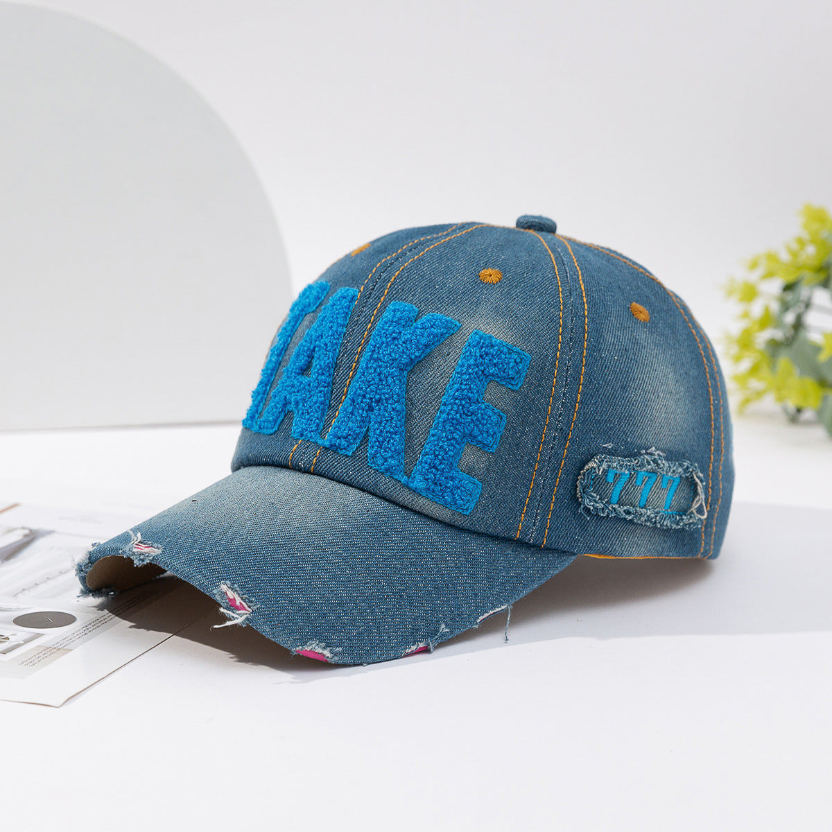 Fashionable Versatile Three-dimensional Embroidered Ripped Letter-printing Denim Baseball Cap - Carvan Mart