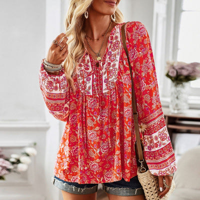 Women's Printed Long Sleeve Shirt - Carvan Mart