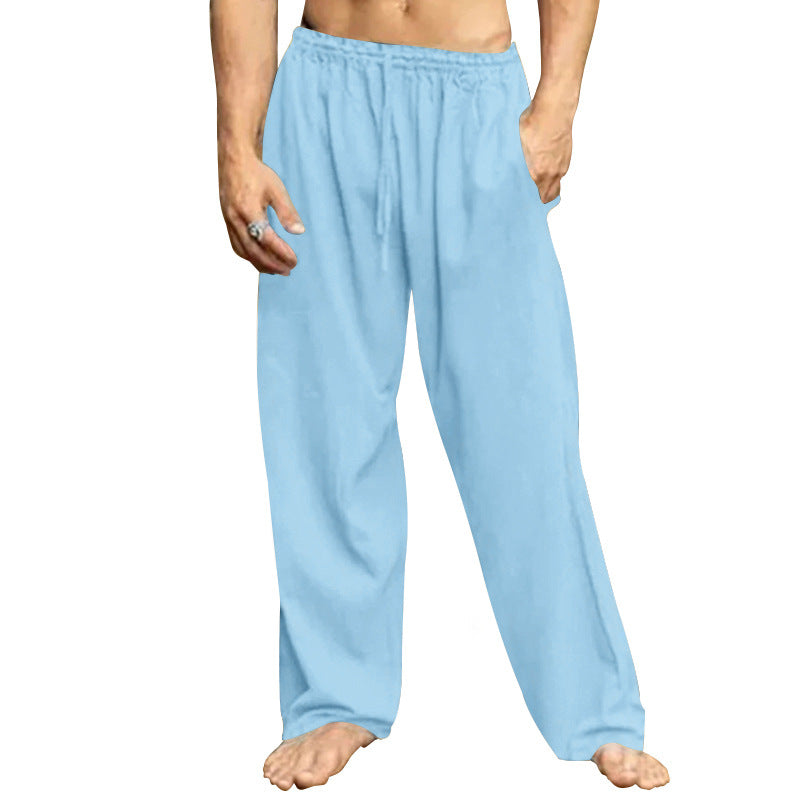 Men's Breathable Loose Tether Sweatpants - Comfortable Polyester Trousers for Casual and Sporty Wear - Light Blue - Men's Pants - Carvan Mart