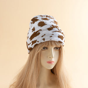 Warm Retro Pullover Zebra Pattern Double-layer Knitted Casual Hat - Carvan Mart