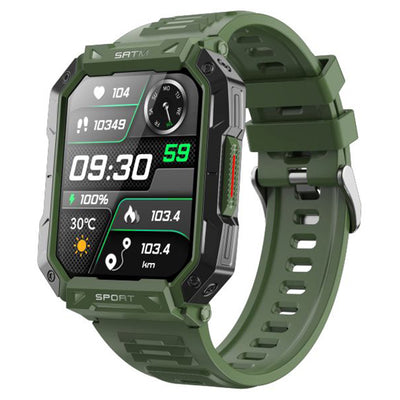 F307 Outdoor Three-proof Bluetooth Calling Heart Rate Blood Pressure Waterproof Smart Watch - Military Green - Men's Watches - Carvan Mart