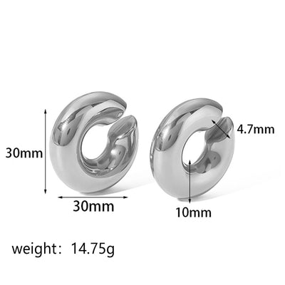 Titanium Steel Thick Cylindrical Round Tube Hollow Earrings - Carvan Mart