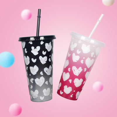Simple Color Changing Cup With Straw Fashion Cup - Carvan Mart