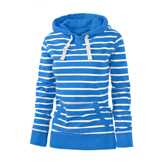 Women's Casual Long Sleeve Hooded Striped Sweater Jacket - Carvan Mart Ltd