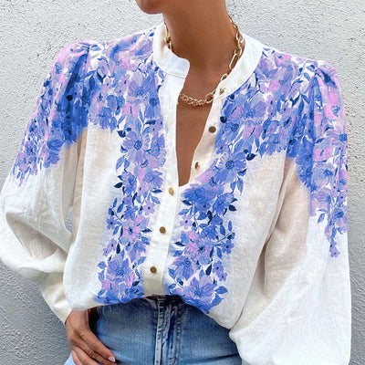 Women's Fashion Loose-fitting Long Sleeves Printed Shirt - Carvan Mart