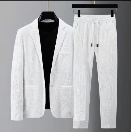 Men's Casual Suit Spring And Summer 2pcs Suit - White Suit - Men Suits & Sets - Carvan Mart