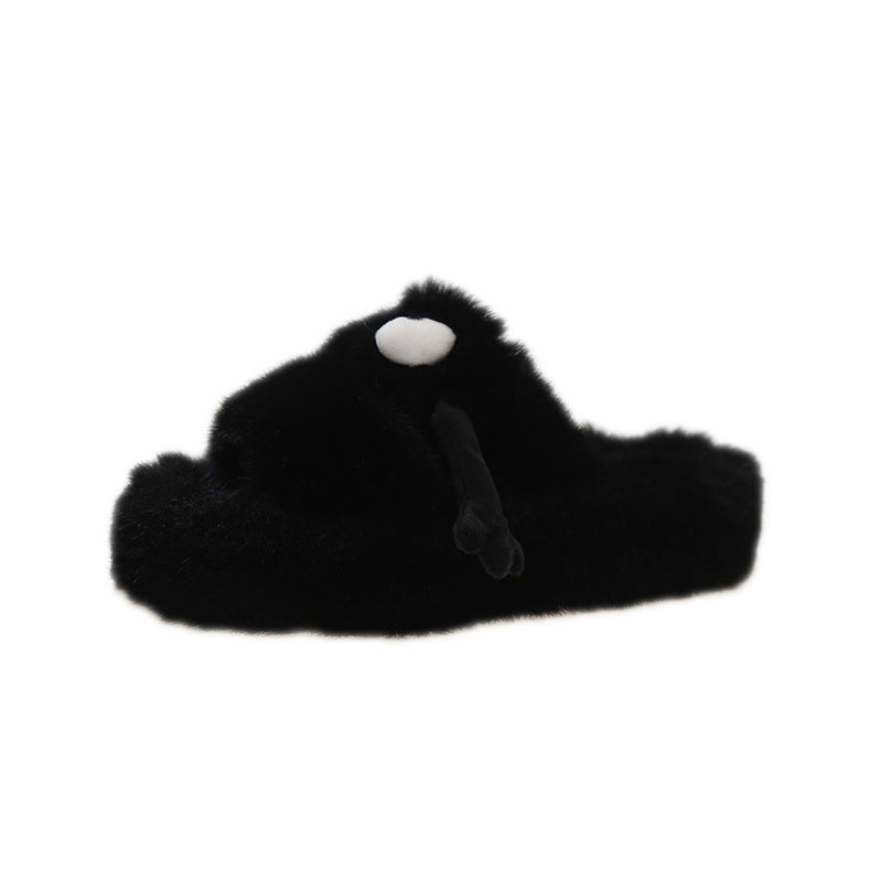 Fluffy Slippers Hand Holding Cute Cartoon Female Winter Shoes - Carvan Mart